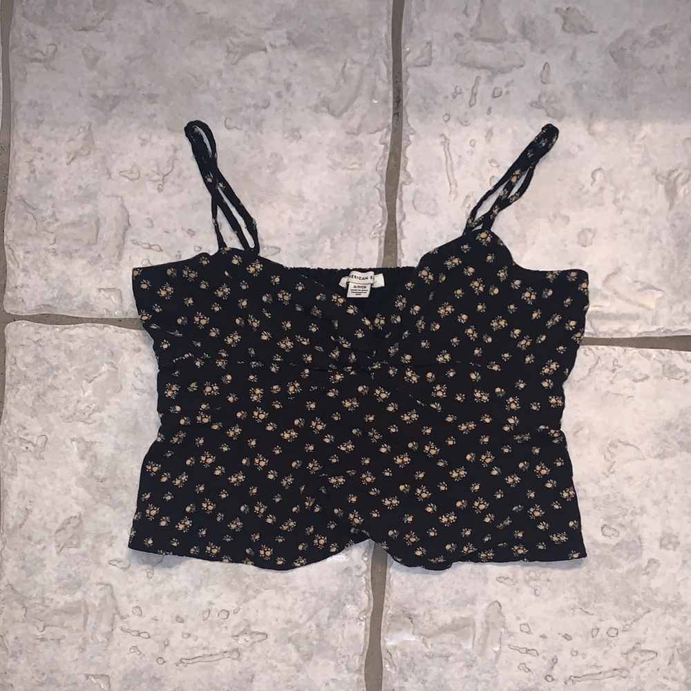 Women’s Floral Black Knotted Babydoll Tank Top